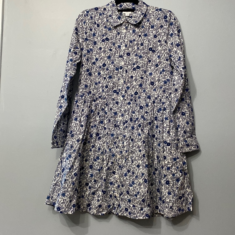 J.Crew long sleeve drop waist button up shirt dress. Size 8
